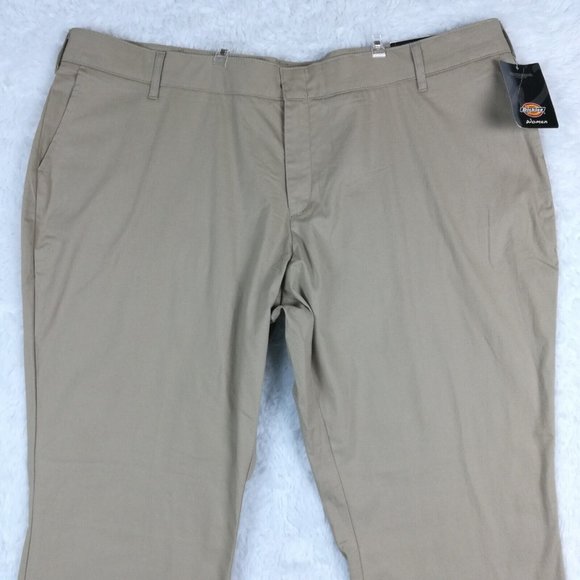 Dickies Womens Pants Slim Boot Cut Twill Flex Khaki Workwear Plus 24 New - Picture 3 of 14